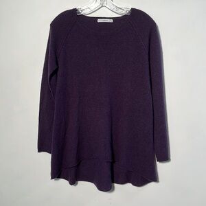 SUBTLE LUXURY Cashmere Minimalist Scoop Pullover A-Line Plum/Purple Sweater XS/S